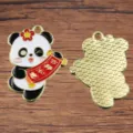 Niedlicher Panda Legierung Oeltropfen Anhaenger DIY Schmuck Neujahr Chinesischer Stil - Panda-Stil (5)