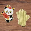 Chinesischer Stil süßer Panda Legierung Tropföl Anhänger DIY Halskette Armband Zubehör - Panda-Stil (6)