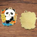 DIY Legierung Emaillierte Panda Anhänger, Chinesischer Stil Halskette Armband - Panda-Stil Gutes Wird Passieren (Nr. 10)