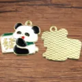 DIY Emaille Panda Anhänger Legierung Halsband Armband Zubehör süß Glücksbringer Stil - Panda Mit Fortune-Schild Stil (Nr. 12)