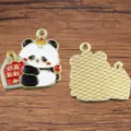 Chinesischer Stil Panda Emailliert Anhänger Legierung DIY Schmuck Zubehör für Halskette Armband - Panda Neujahr Roter Umschlag Stil (Nr. 14)