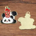Schöner chinesischer Stil Panda Emaille Legierung Anhänger Charme für DIY Halskette Armband - Panda Mit Apfel Frieden Stil (Nr. 16)