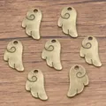 Bronze alloy angel wing charms for DIY jewelry making, cute cloud pendants for bracelets. - Antique Bronze