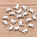 Perline di delfino in metallo argento ciondolo in lega connettore per creazione gioielli - Delfino / 7x10mm