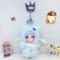 Cute fluffy blue unicorn plush pendant detail, macaron color bag charm keychain accessory. - Blue