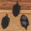 DIY alloy oval bezel pendant tray blanks for jewelry making, black color, pack of 3. - Electrophoretic Black