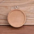 Hölzerne Runde Anhänger Lünette Schale DIY Rohling Handwerk Schmuck Herstellung Teile - Antiksilber Schlaufe / 25mm / Naturholzfarbe