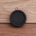 Runde hölzerne Anhänger Lünette Schale Rohling Cabochon Fassung für DIY Schmuckherstellung. - Antiksilber Schlaufe / 25mm / Schwarz