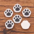 DIY resin cat dog paw charms cute animal pendants for necklace bracelet jewelry making crafts - White