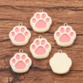 DIY resin cat dog paw charms cute animal pendants for jewelry making necklaces bracelets keychains - Pink