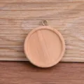 Runde hölzerne Lünette Anhänger Rohling Schale für DIY Handarbeit Schmuck Zubehör Basis - Antikbronze Schlaufe / 25mm / Naturholzfarbe