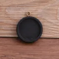 Runde hölzerne Lünette Anhänger Schale DIY Vintage Schmuck Zubehör Rohling Basis Teil. - Antikbronze Schlaufe / 25mm / Schwarz