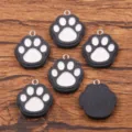 Black and white animal paw resin charms DIY pendant accessories for handmade jewelry making - Black