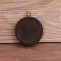 Runde Holzanhänger Schale Fassung Basis für DIY Vintage Schmuckherstellung, mehrere Größen. - Antikbronze Schlaufe / 25mm / Braun
