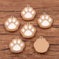 Light brown resin paw charm DIY jewelry making pendant cute cat bear paw accessory 21x24mm - Coffee