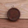 Runde hölzerne Anhängerschale Rohling DIY Vintage Zeit Edelstein Basis Schmuck Zubehör - Antiksilber Schlaufe / 25mm / Braun