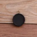 Holz Cabochon Fassung Runde Anhänger DIY Retro Schmuck Zubehör Mehrere Grössen und Farben - Antiksilber Schlaufe / 20mm / Schwarz