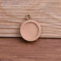 Runder hölzerner Anhänger Rohling Schale, DIY Retro Schmuckzubehör mit Aufhängeöse. - Antikbronze Schlaufe / 15mm / Naturholzfarbe