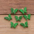 Green resin butterfly charms detail, cute DIY necklace pendant accessories for bags. - Green