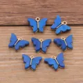 14x15mm DIY Resin Acrylic Butterfly Pendant Charms for Necklace Bag Jewelry Making 9 Colors - Dark Blue