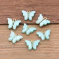 DIY light blue butterfly resin acrylic charm pendant for necklace jewelry making 14x15mm - Light Blue