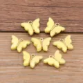 Yellow resin butterfly charms pendants DIY jewelry making necklace bag decor 14x15mm - Yellow