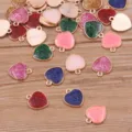 Charmants cœurs scintillants en alliage pendentifs dorés KC pour accessoires de bijoux - Cœur / 14x17mm / Couleurs De Cœur Mélangées Aléatoires