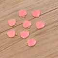 Pendeloques coeur pailletees roses avec cadre en alliage dore pour fabrication de bijoux - Cœur / 14x17mm / Cœur Rose