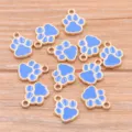 Colgantes de huellas de animales en aleación azul y dorada, accesorios bonitos para manualidades DIY. - Azul