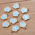 Adorable colgante con huella de pata esmaltada accesorios de joyería de aleación DIY para pulsera. - Azul claro