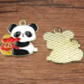Chinesischer Stil Emaillierter Panda Anhänger für DIY Halskette Armband Schmuckzubehör - Glückstasche Panda Anhänger (Nr. 21)