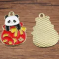 DIY Legierung Emaille Panda Anhänger Neujahr Chinesischer Stil Schmuck Charm Zubehör - Panda mit Glückstasche Anhänger (Nr. 22)