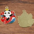 Legierung Emaille süßer Panda Karpfen Anhänger DIY Schmuck Zubehör für Halskette Armband - Panda mit Koi und Sycee Stil (30)