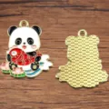 DIY Legierung Emaillierte Panda Fisch Anhänger für Halskette Armband Schmuck Zubehör - Panda mit Fisch Stil (35)
