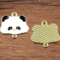 DIY Goldton Legierung Emaille Panda Anhänger für Halskette Armband Schmuckherstellung - Panda Gesicht Stil (36)