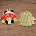 Chinesischer Stil Panda Anhänger DIY Legierung Emaillierte Charm Halskette Schmuck - Panda mit Fächer Stil (38)