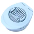 Detailed view of light blue multi-functional egg slicer with stainless steel wire. - Egg Slicer / Light Blue