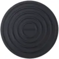 Black round silicone heat insulation mat with concentric anti-slip rings for dining table. - Black