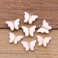 DIY white acrylic resin butterfly pendant charms with gold rim for necklace bag jewelry making. - White