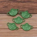 Breloques connecteurs masque facial en alliage de zinc vert, 14x23mm composants de bijoux DIY. - Vert