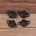 Connecteur de charme en forme de masque en alliage de zinc noir pour accessoires de bijoux. - Noir