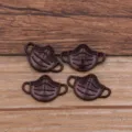 Connecteur de charme de masque marron foncé en alliage de zinc 14x23mm accessoire bijoux - Marron