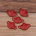 Charms métalliques rouges en forme de masque, connecteurs de bijoux en alliage 14x23mm. - Rouge