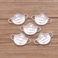 Connecteurs de breloques masque en alliage de zinc argenté composants bijoux 14x23mm - K Blanc/Argent