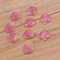 Pendentif cœur en alliage à paillettes roses breloques ton or KC pour bijoux accessoires - Cœur / 14x17mm / Coeur Violet
