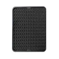 Black silicone dish drying mat with wave ridges, heat resistant, counter protector and anti-slip. - L / Black