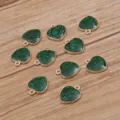 Breloques pendentifs cœur paillettes vertes alliage, bordure or KC pour faire bijoux. - Cœur Vert