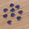 Pendentifs cœur à paillettes bleues en alliage doré KC pour accessoires de bijoux DIY - Coeur Bleu