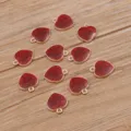 Pendatifs de bijoux en alliage de couleur or et émail scintillant coeur rouge - Cœur Rouge