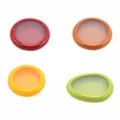 Colorful silicone food freshness covers set, round bowl seal lids for refrigerator fruit storage. - 4-Piece Set in PP Bag